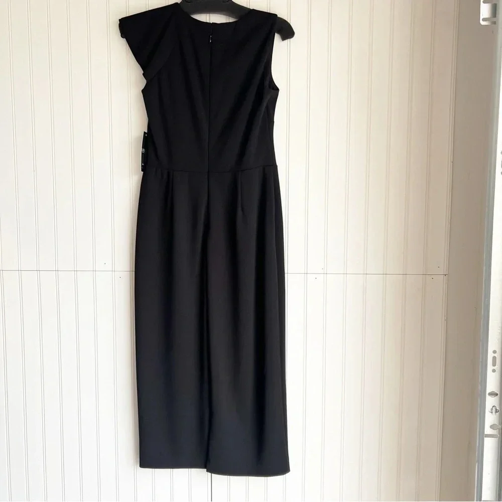 Lauren Ralph Lauren Size 4 Black Ruffle-Trim Crepe Dress NEW! - Picture 4 of 6